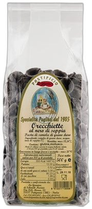 La Genuina - Orecchiette al Nero di Seppia (Squid Ink) 500g