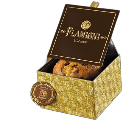 FLAM PANETTONE GLAZED RUM & CHOC BOX W/HANDLE 1KG #3614