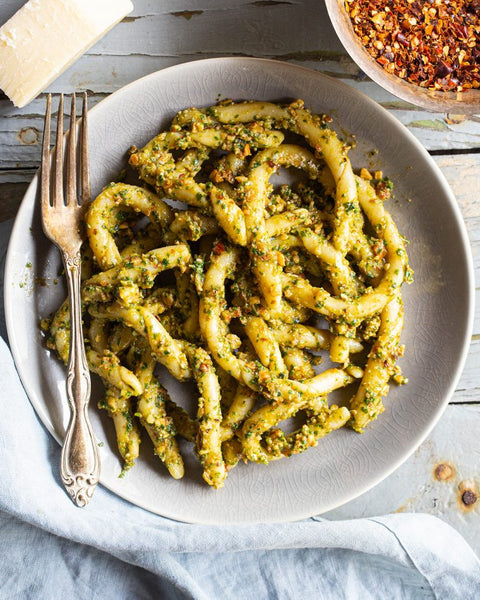 BUSIATE WITH PESTO ALLA TRAPANESE