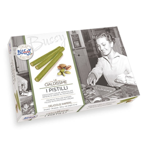 Bussy - ROLLED WAFER FILLED WITH PISTACCHIO CREAM 120 GR