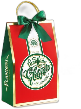FLAM PANETTONE CLASSIC GREEN & RED W/GLAZE CARRY BAG 750G #3931