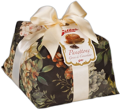 GILBER PANETTONE CHOC DROPS FLORAL H/WRAP 1KG #796F